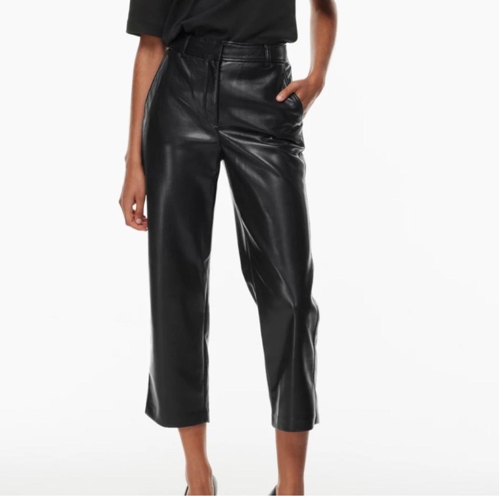 Babaton Black Cropped Pleather Pants